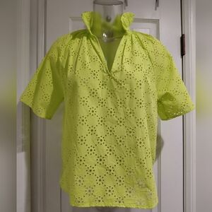A Shirt Thing Eyelet Neon Lime Top P